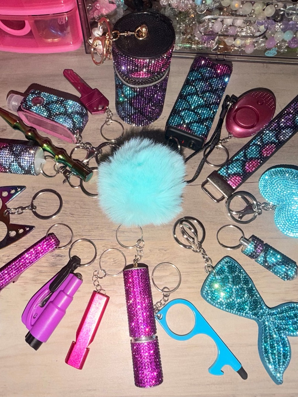 Sparkling Multi-Accessory Safety Keychain Set